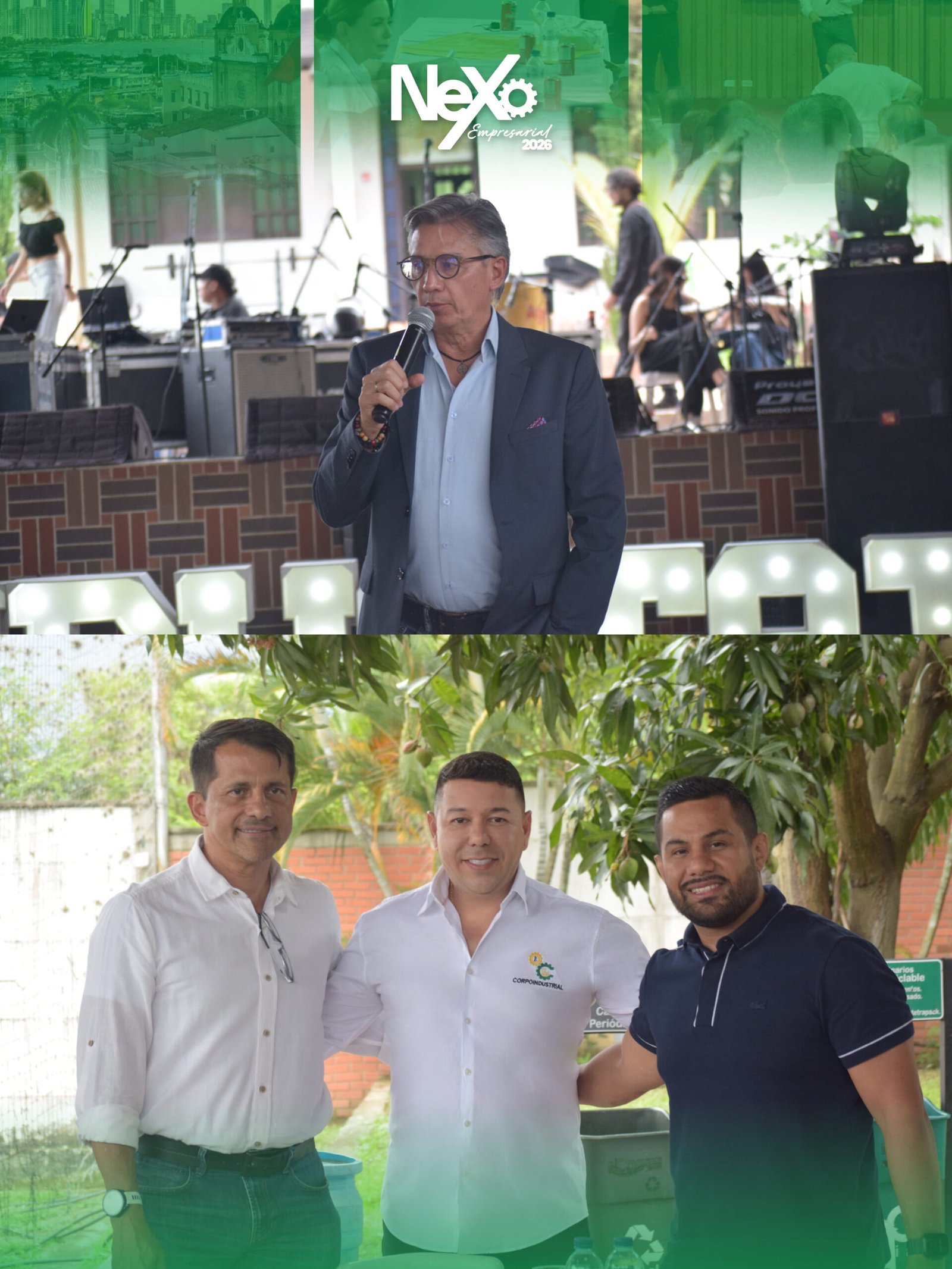 Conferencista empresarial dictando una charla sobre liderazgo y visión organizacional
