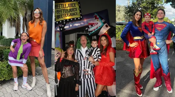 Daniela Ospina y su familia disfrazados en Halloween