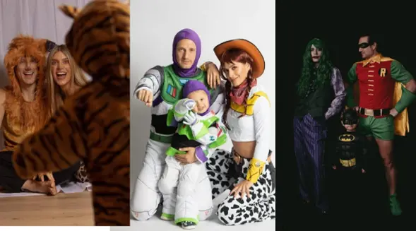 Laura Tobón y su familia disfrazados en Halloween